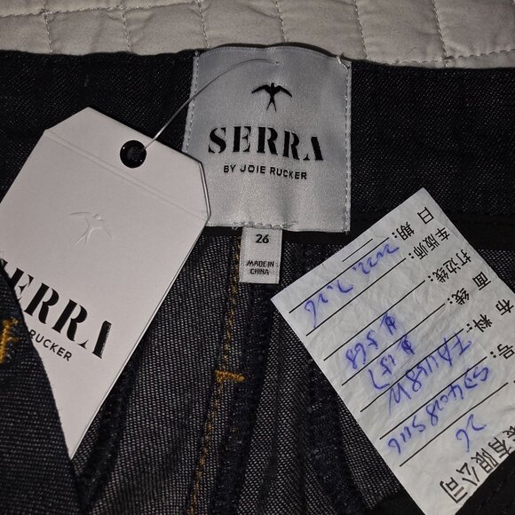 Serra Raw Denim Straight Leg Jeans Dark Wash Pants, 26 - Picture 5 of 9
